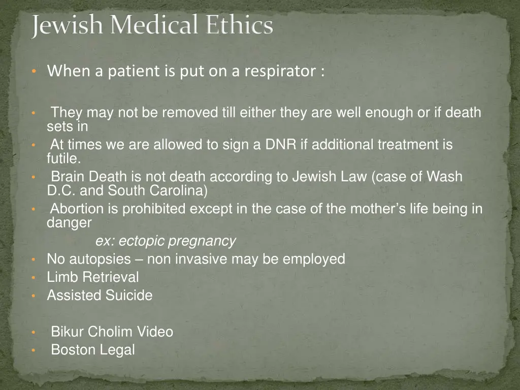 jewish medical ethics 1