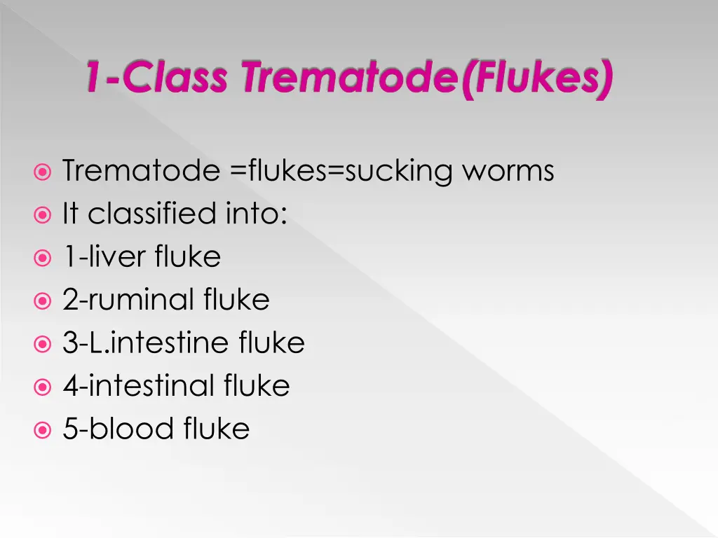 1 class trematode flukes