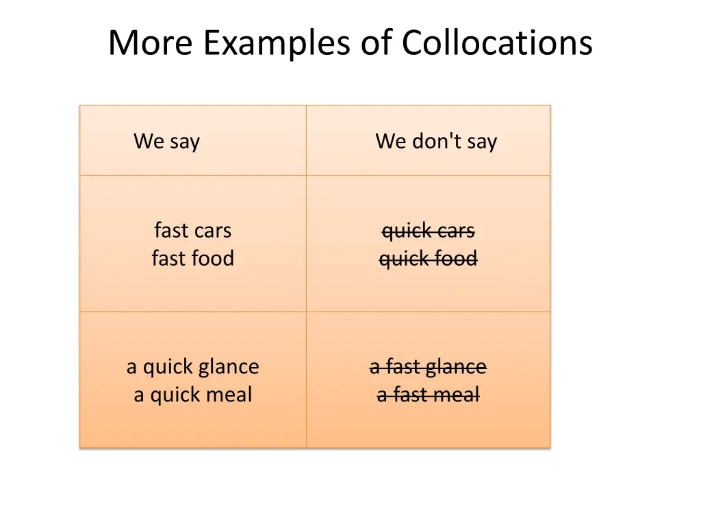 more examples of collocations