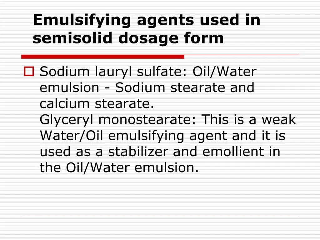 emulsifying agents used in semisolid dosage form