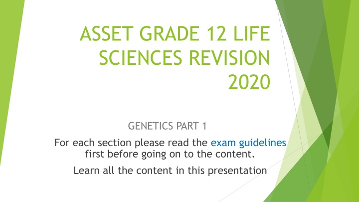asset grade 12 life sciences revision