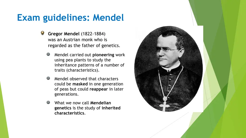 exam guidelines mendel