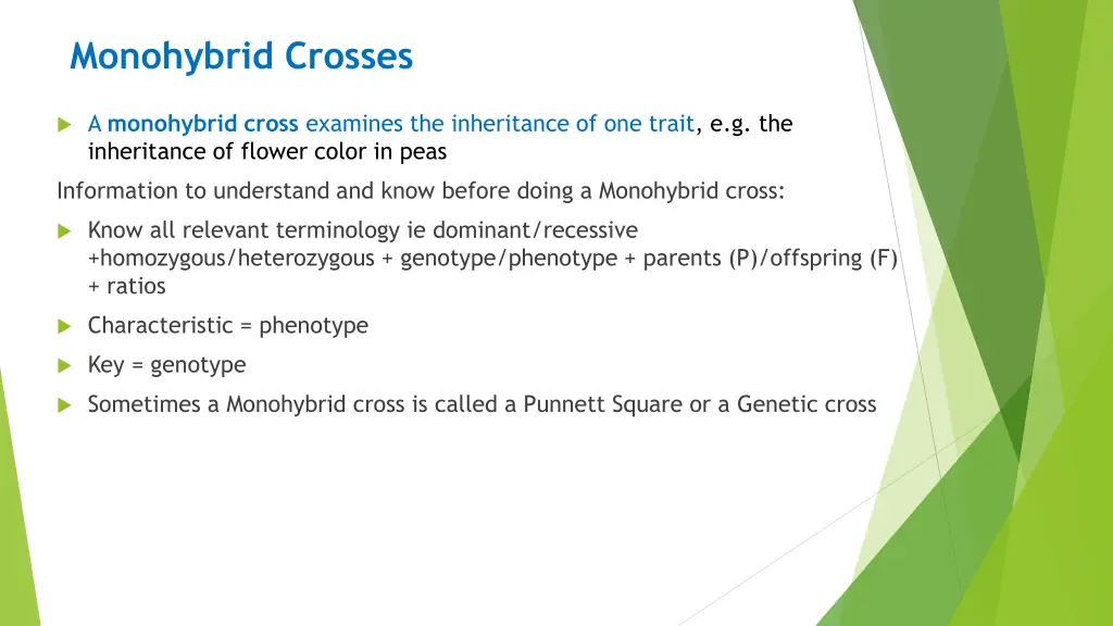 monohybrid crosses