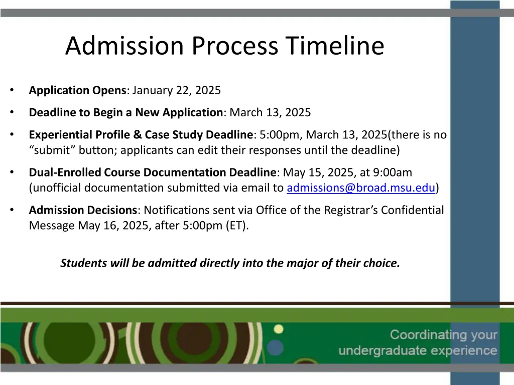 admission process timeline