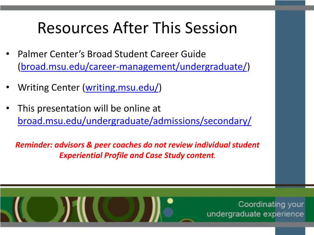 resources after this session