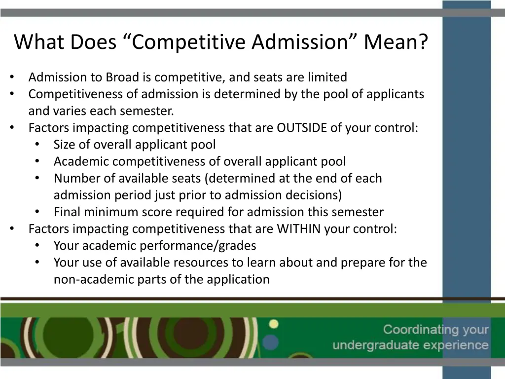 what does competitive admission mean
