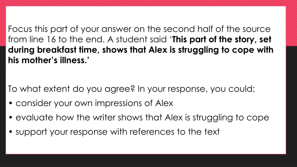 focus this part of your answer on the second half