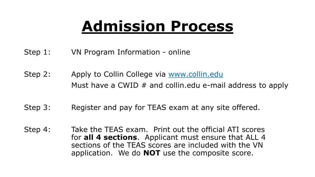 admission process