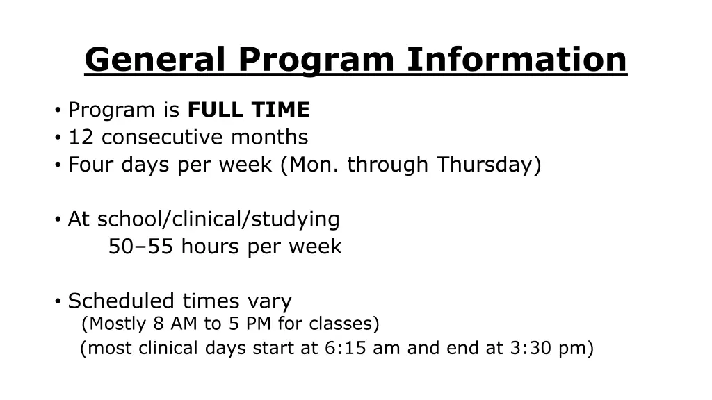 general program information