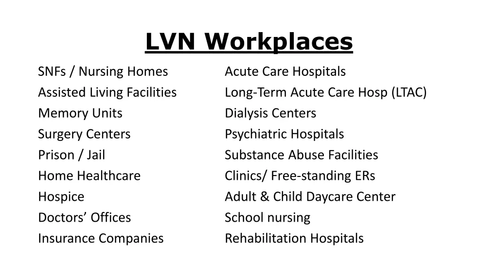 lvn workplaces