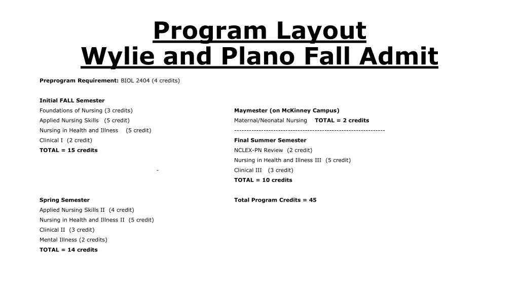 program layout wylie and plano fall admit