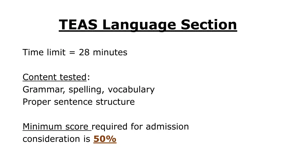 teas language section