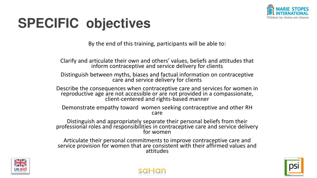 specific objectives