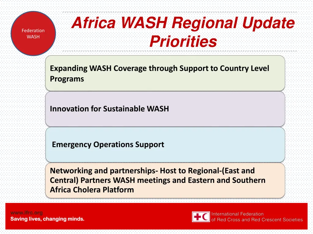 africa wash regional update priorities