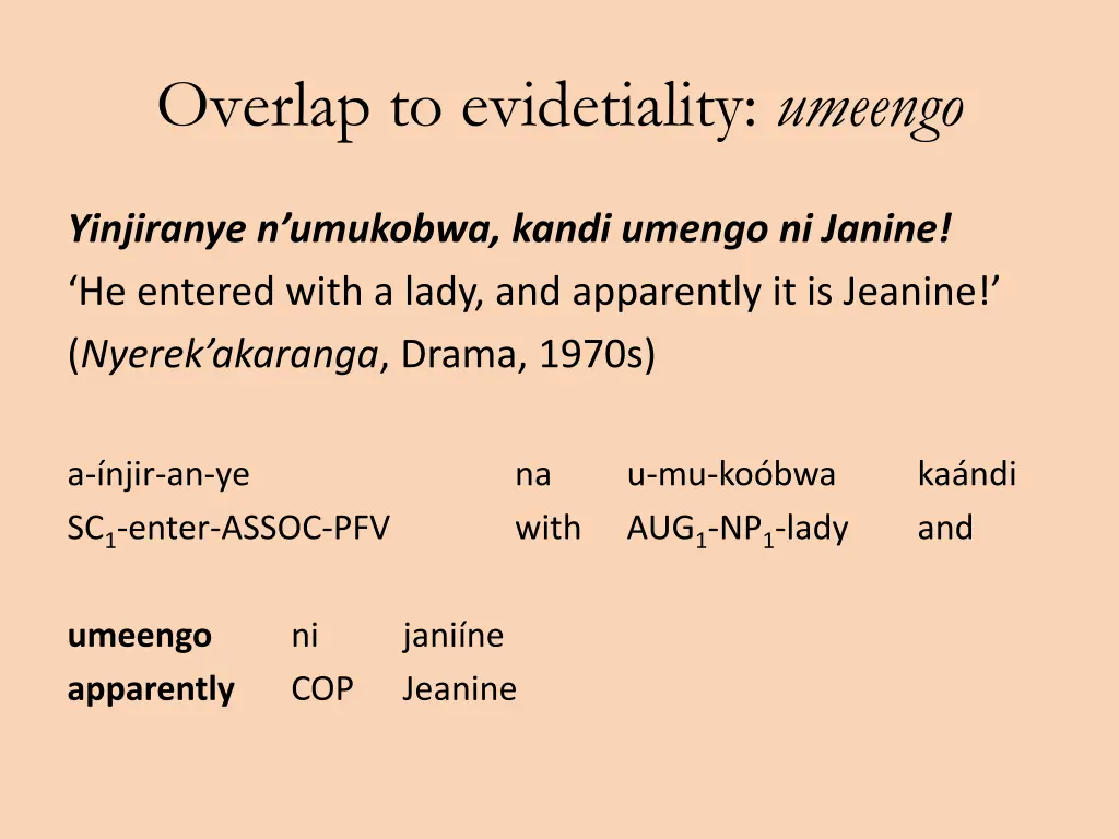 overlap to evidetiality umeengo