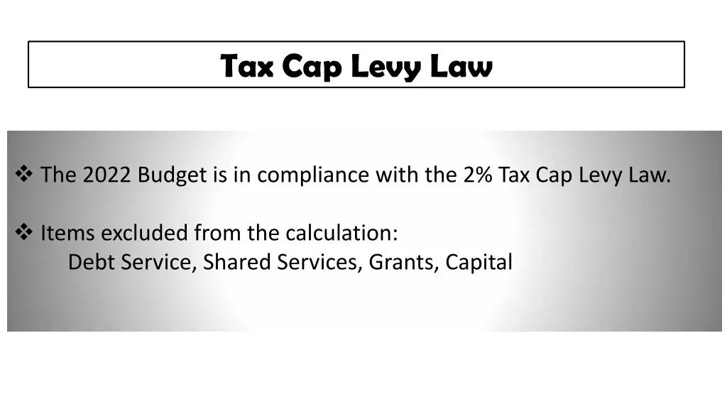 tax cap levy law