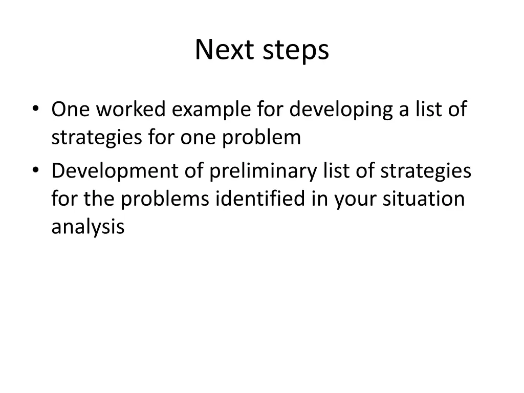 next steps
