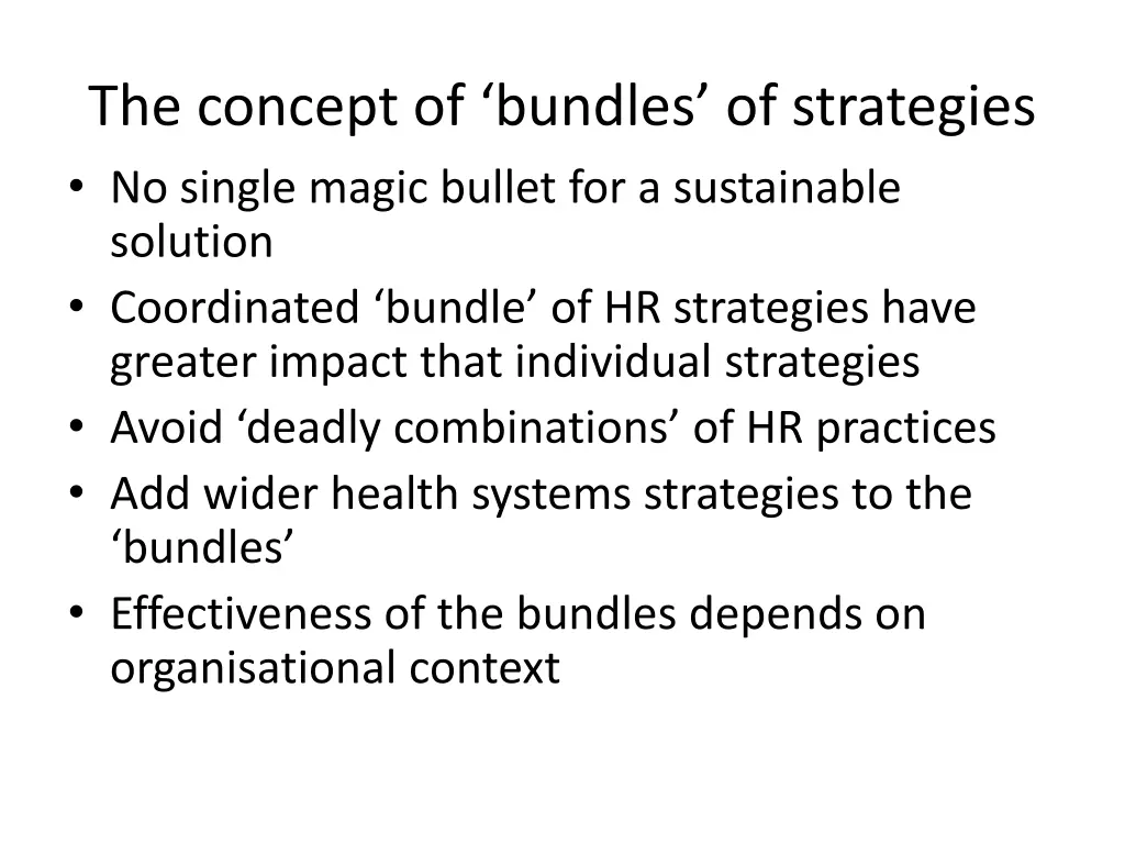 the concept of bundles of strategies no single