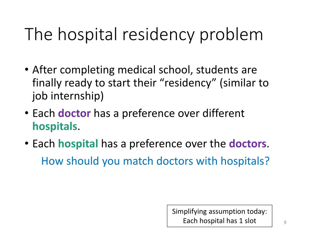 the hospital residency problem