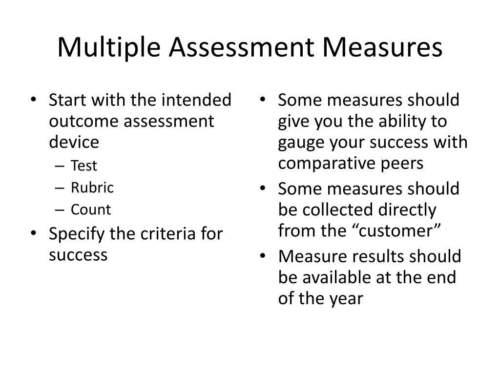 multiple assessment measures