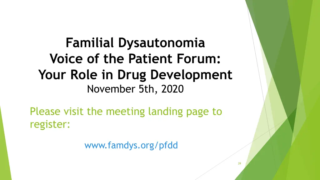 familial dysautonomia voice of the patient forum 1