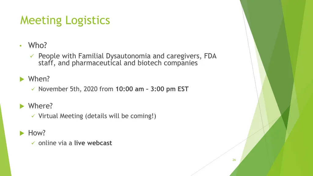 meeting logistics