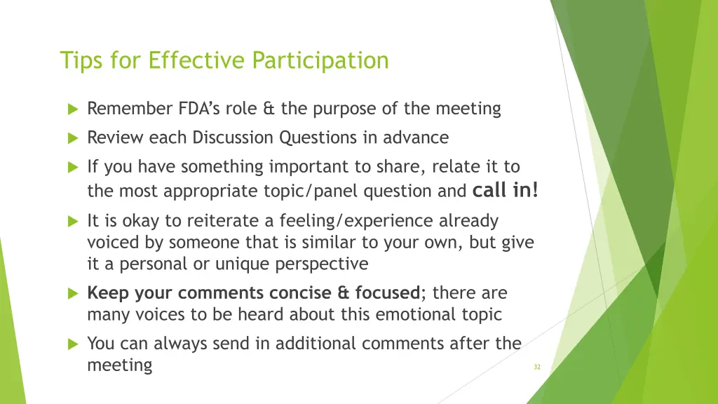 tips for effective participation