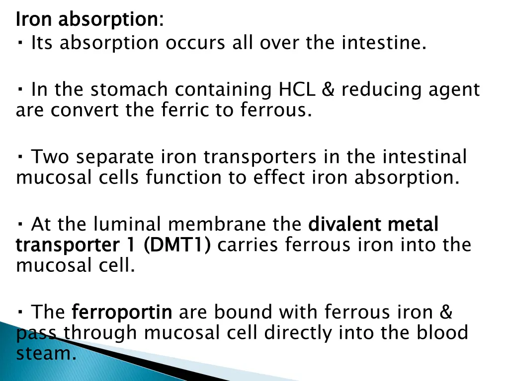 iron absorption its absorption occurs all over