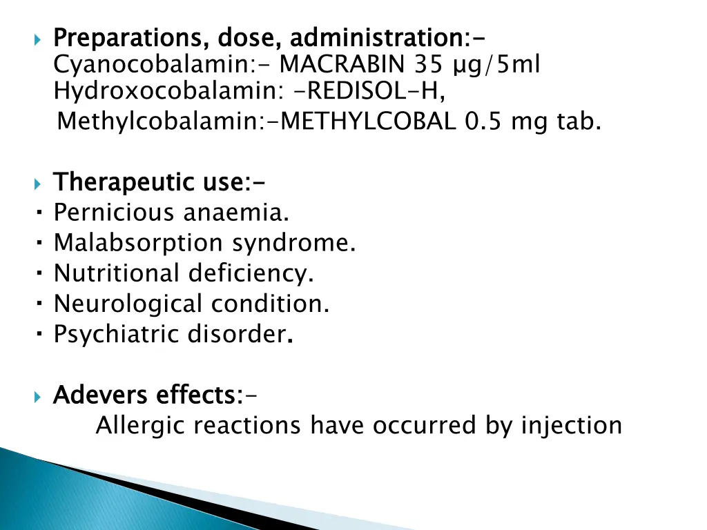 preparations dose administration cyanocobalamin