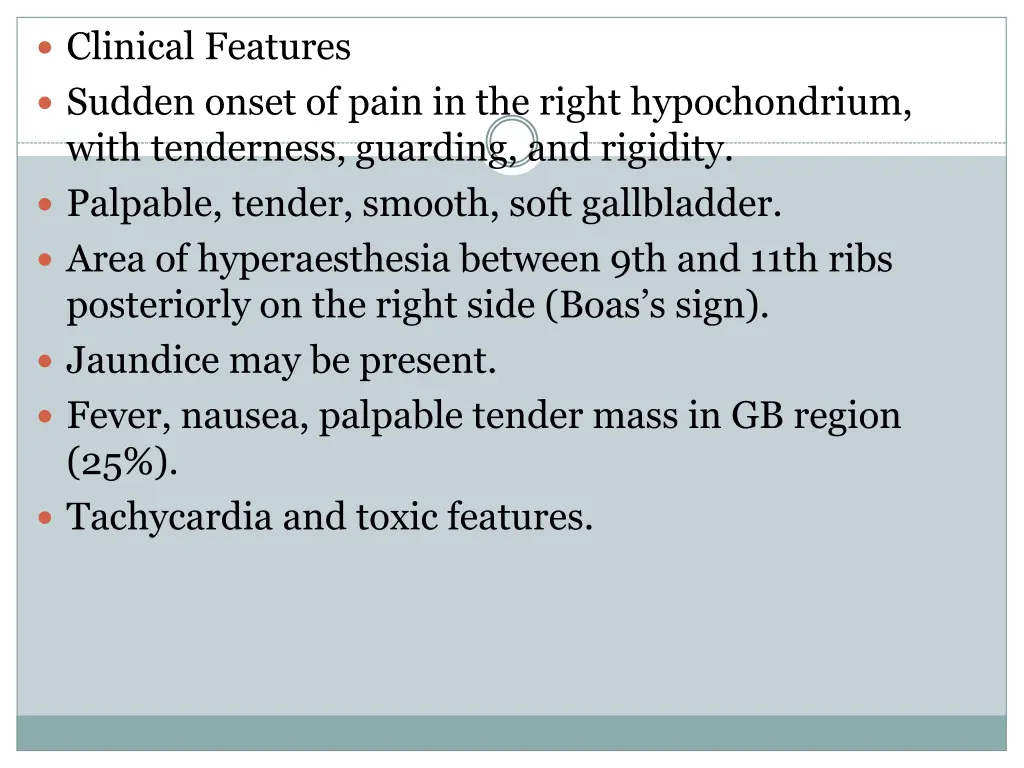 clinical features sudden onset of pain