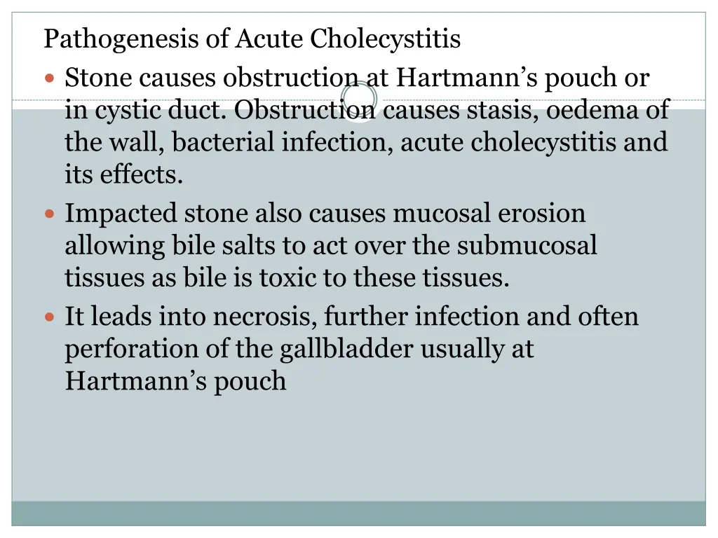 pathogenesis of acute cholecystitis stone causes