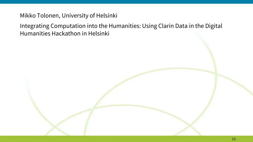 mikko tolonen university of helsinki integrating