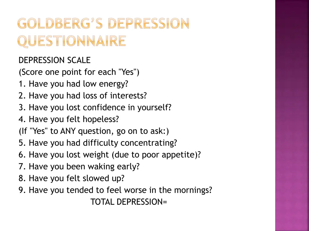 goldberg s depression questionnaire 1