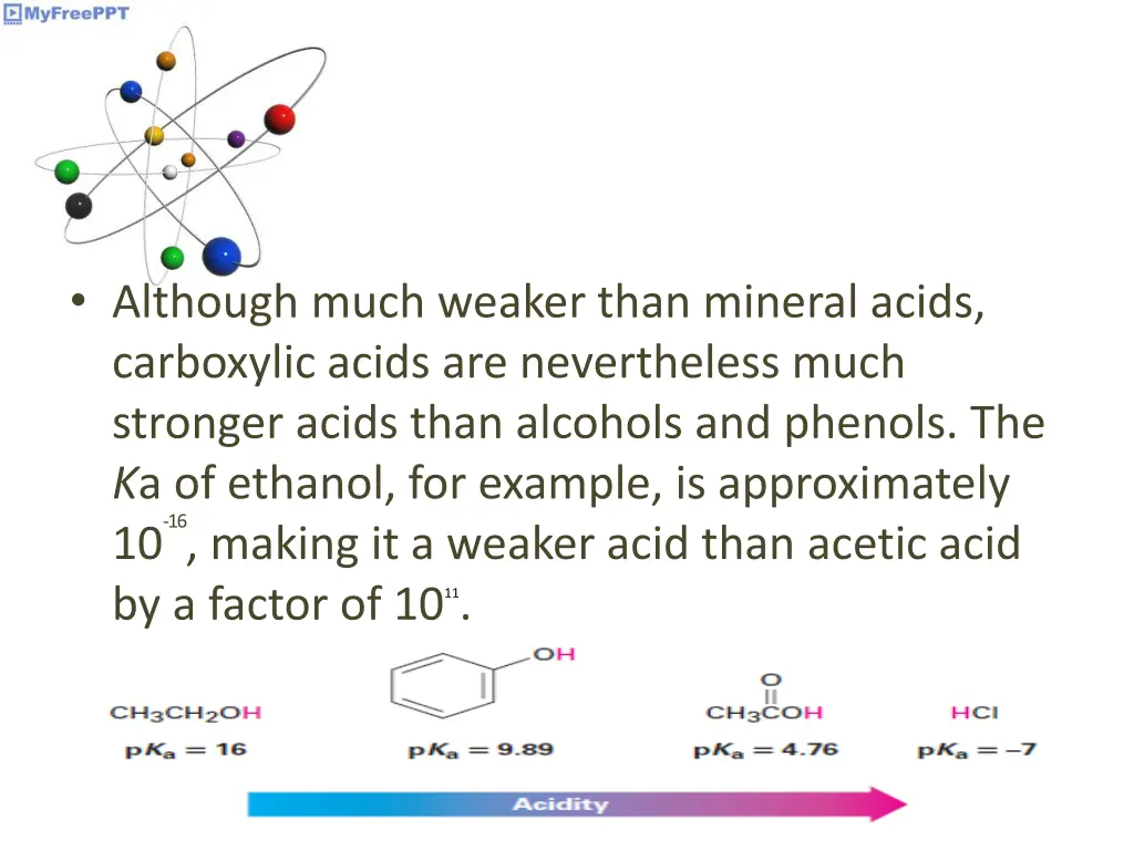 although much weaker than mineral acids