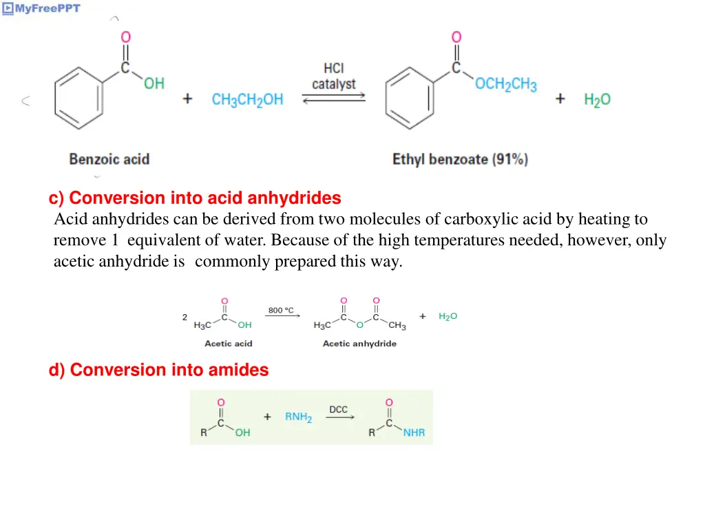 c conversion into acid anhydrides acid anhydrides