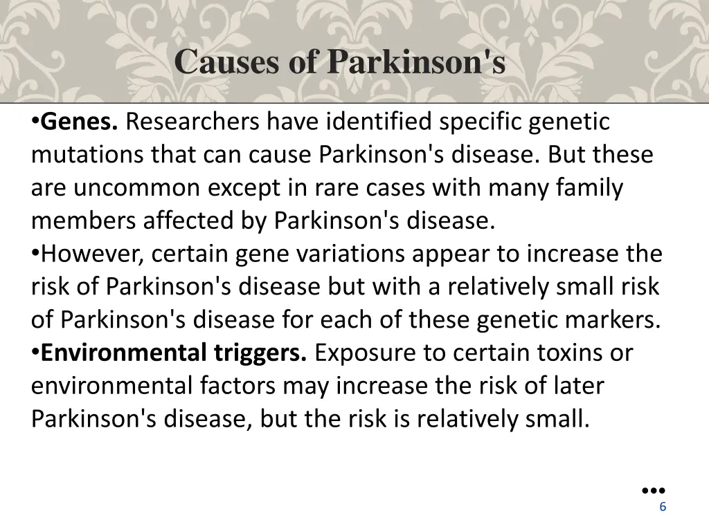 causes of parkinson s