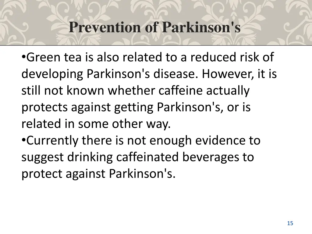 prevention of parkinson s