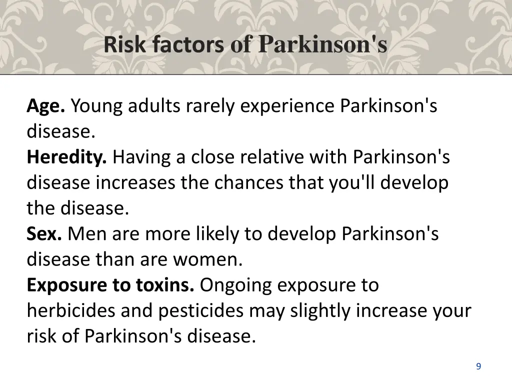 risk factors of parkinson s