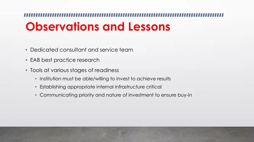 observations and lessons