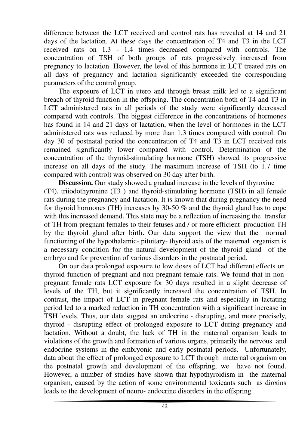 difference between the lct received and control