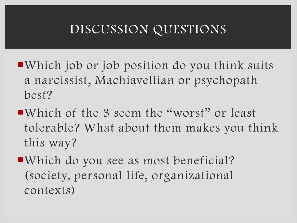 discussion questions