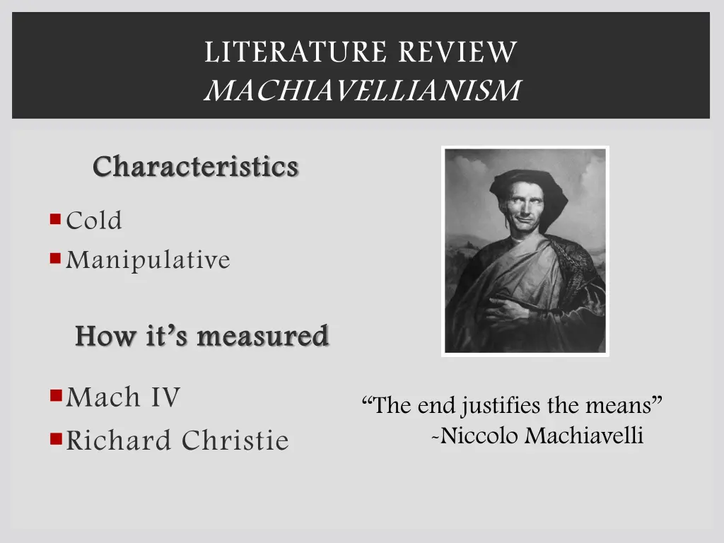 literature review machiavellianism
