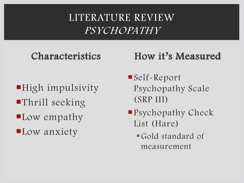 literature review psychopathy