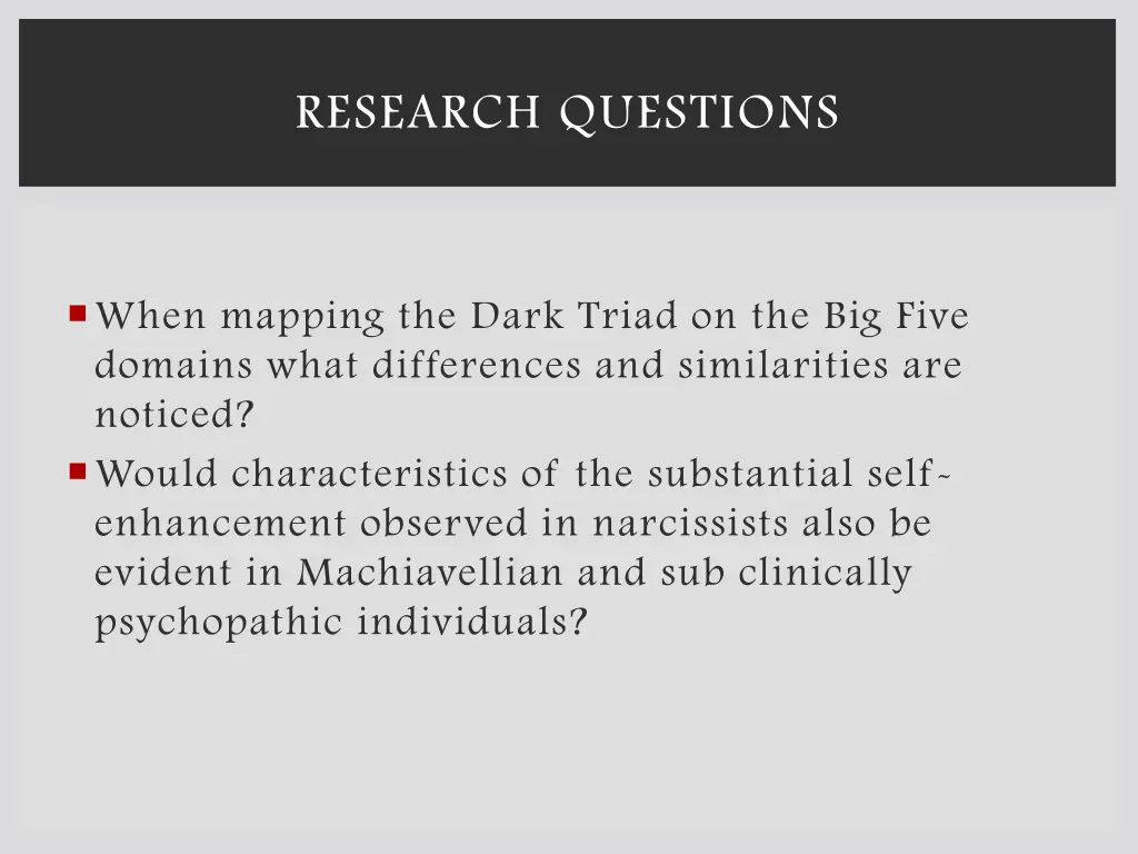 research questions