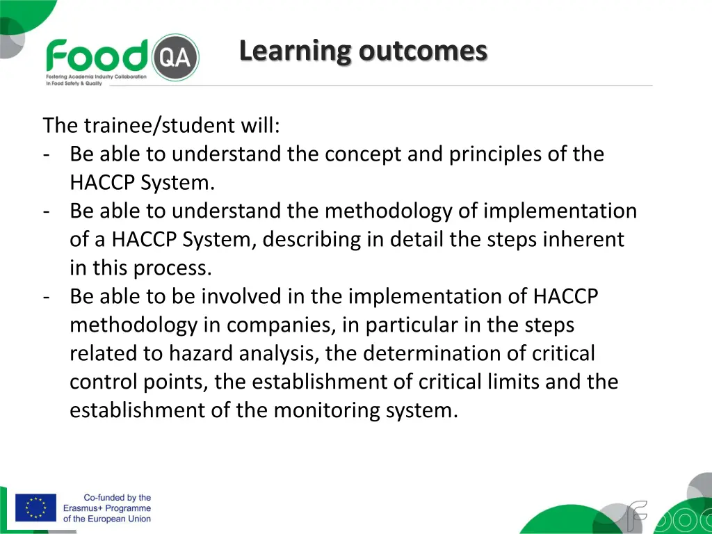 learning outcomes