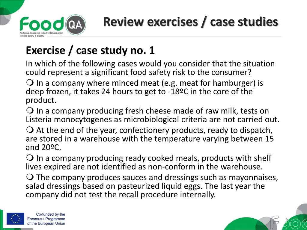 review exercises case studies