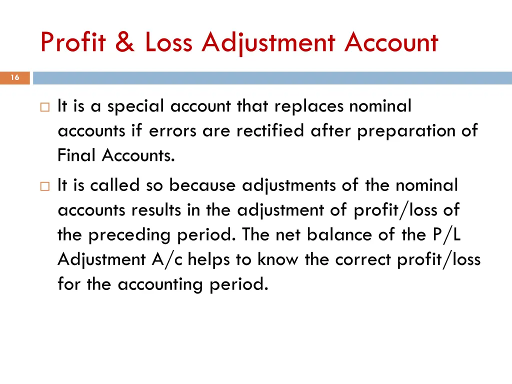 profit loss adjustment account