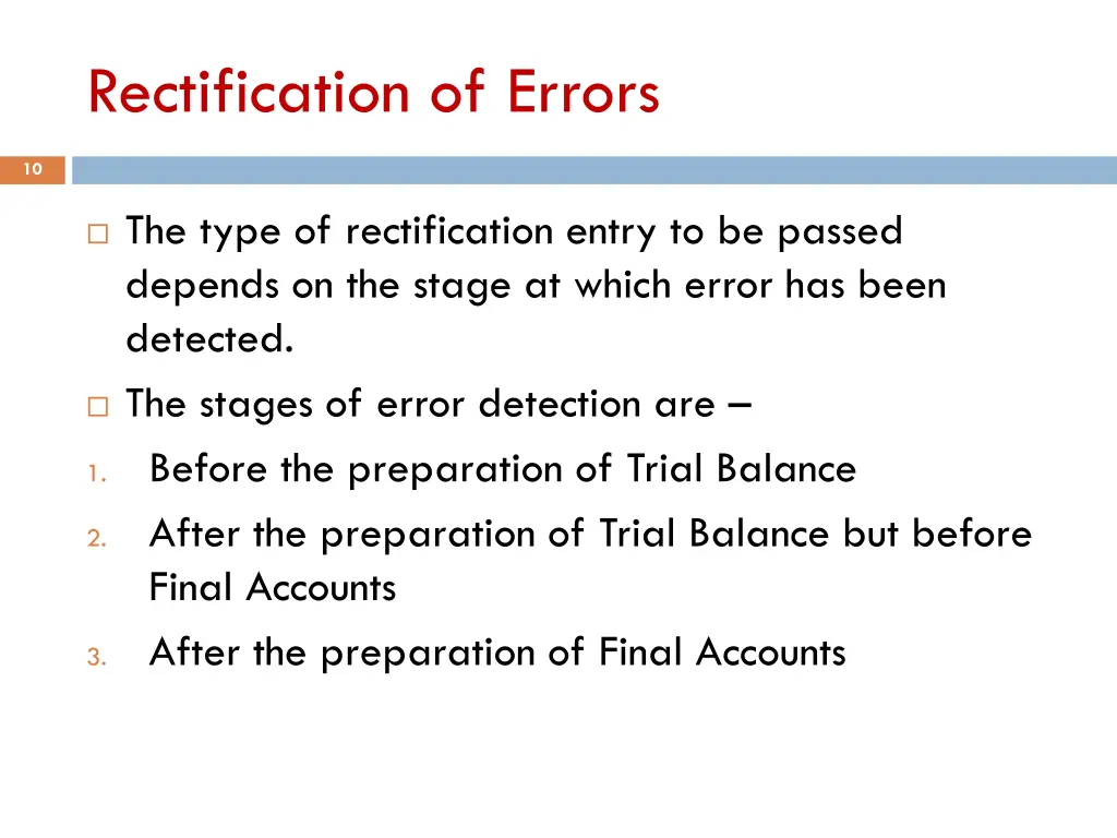 rectification of errors