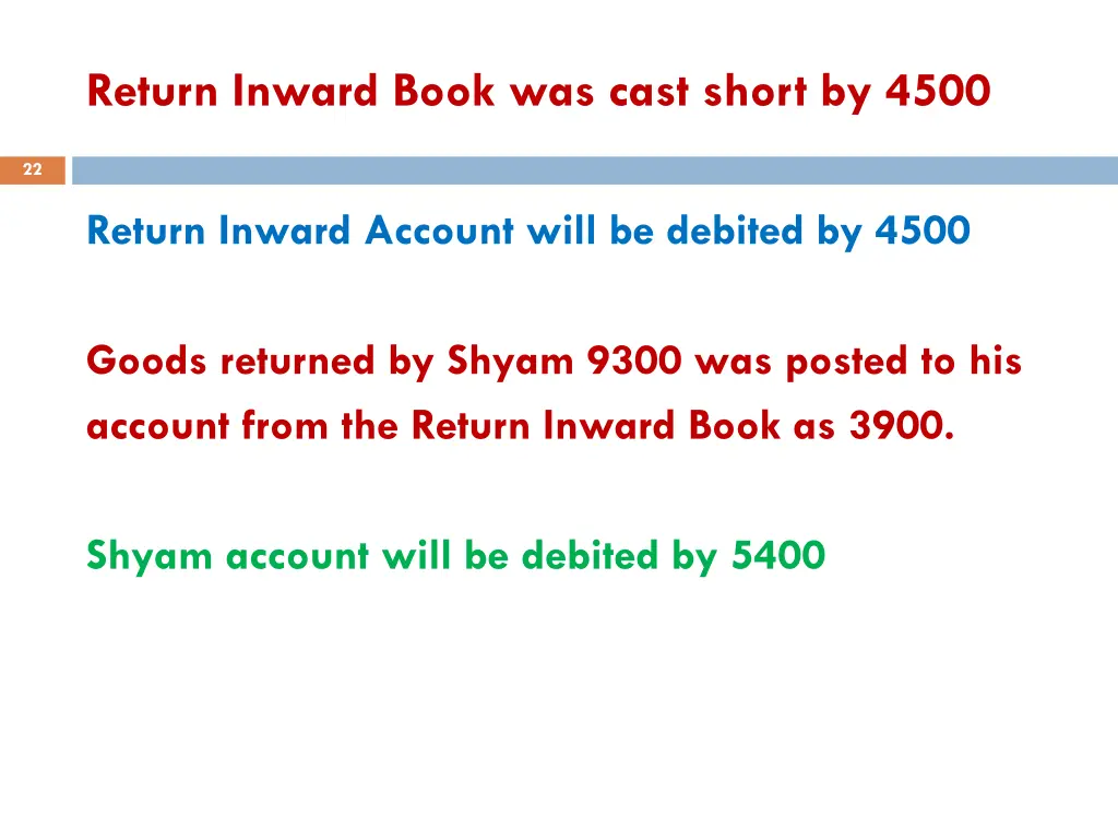 return inward book was cast short by 4500