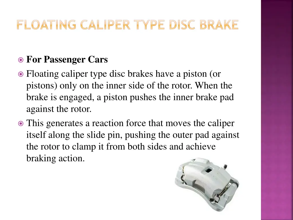 floating caliper type disc brake